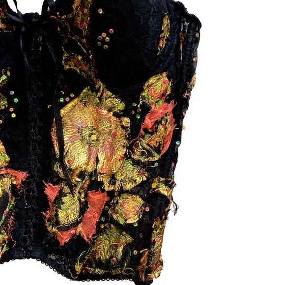 Vintage Alberto Makali Avant Garde Archival Lace Silk Apliqué Bustier Corset Top - Picture 11 of 14